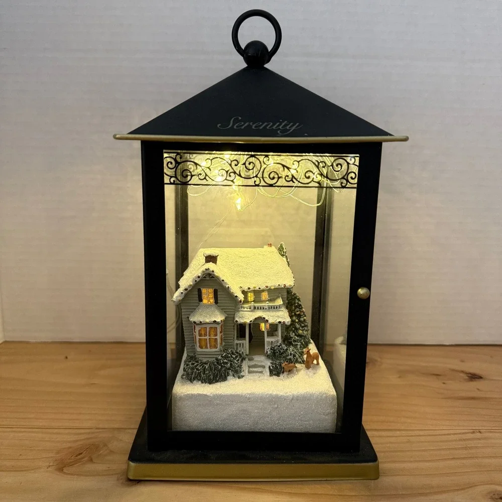 Thomas Kinkade Bradford Exchange Sparkle of the Season Serenity‎ Lantern LED
